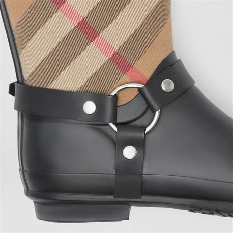 burberry house check buckle detail rain boots|burberry leather ankle boots.